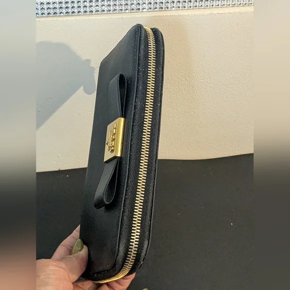 PRADA Authentic Genuine Saffiano Leather Ribbon Long Black Gold Hardware Wallet - Picture 6 of 15